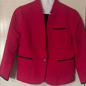 Banana Republic Hot Pink Textured Blazer with Black Trim